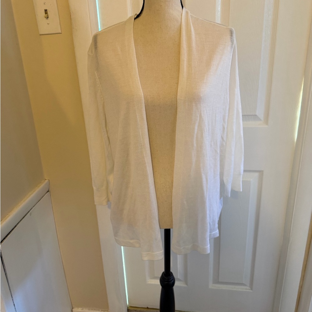 Worthington Open-Front White Cardigan